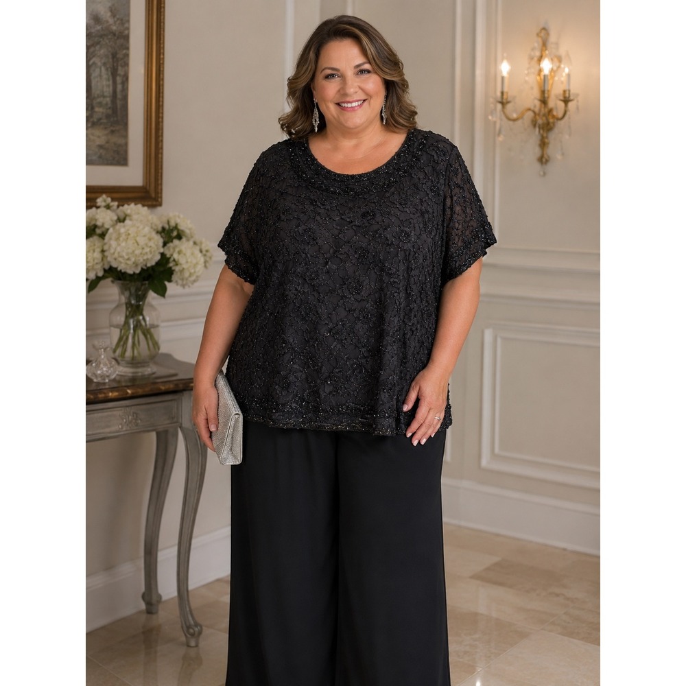 Vtg Y2K Candlelight & Champagne Black Beaded Top Size 30W Evening Glam NWT